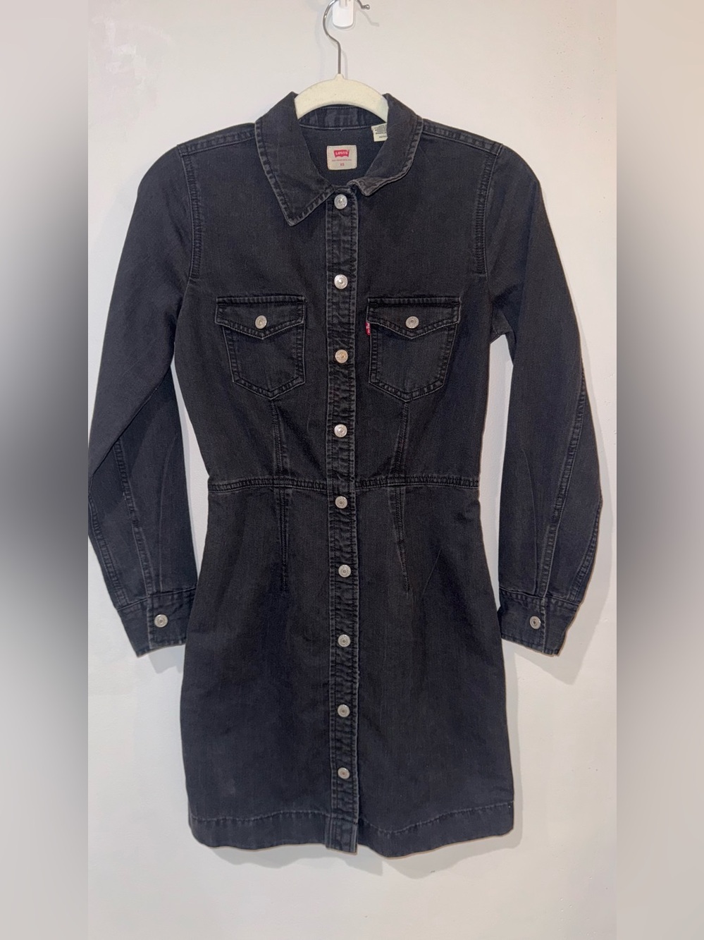 levis long sleeve denim button up dress